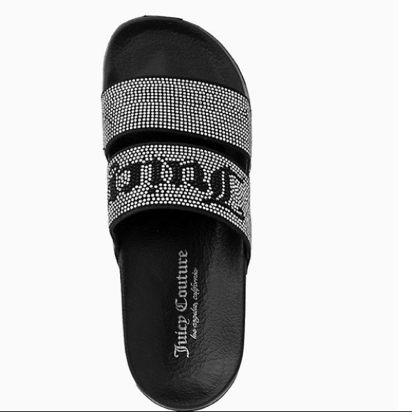 Juicy Couture | Shoes | Juicy Couture Black Rhinestone Slides | Poshmark